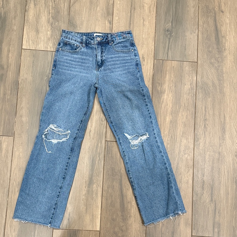 RSQ Blue Distressed Straight Leg Jeans